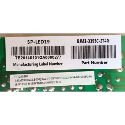 FUENTE DE PODER / SPELER BJM1-3393C-2T4G / TFT213292 / AY048C-1SF16-069 / TE20140101GA0000 / MODELOS SP-LED19 / M3393C02.S02 - Imagen 3
